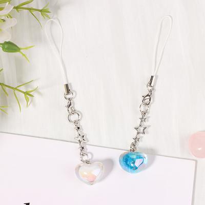 Y2K Kalp Yıldız Cep Telefonu Kordon Minimalist Sevimli Cep Telefonu Askıları Anahtarlık Kolye Dekorasyon