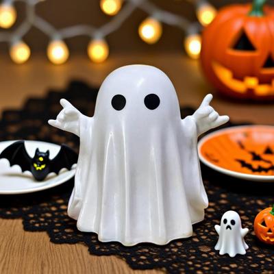 Halloween Ghost Figurine Mini Ghost Statue Spooky Halloween Ghost Figurines Resin Ornaments for Indoor Home Office Decor