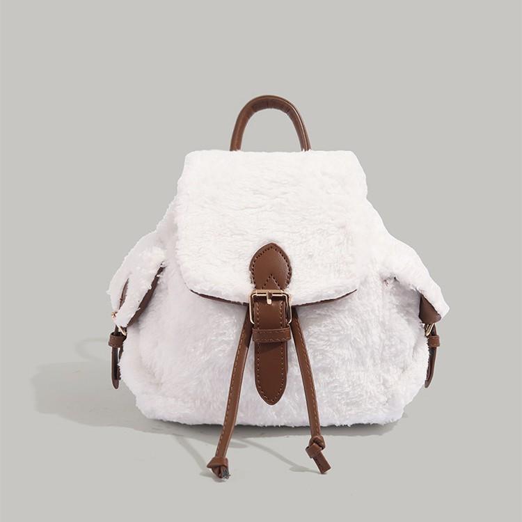 

Осень и зима новая плюшевая сумка-рюкзак девочки класс поездки универсальный повседневный мини маленький рюкзак корейская версия маленькая школьная сумка белый