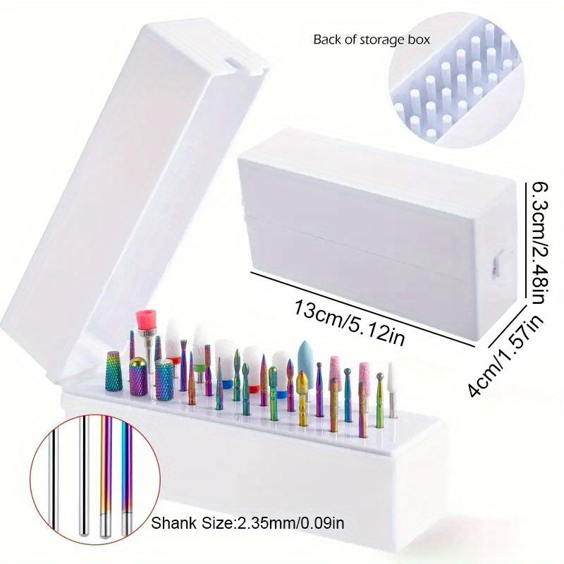 30Pcs Nail Drill Bits Ceramic Diamond Cuticle Efile Carbide Remover for Home Salon Acrylic Gel Nail Manicure Pedicure Tools