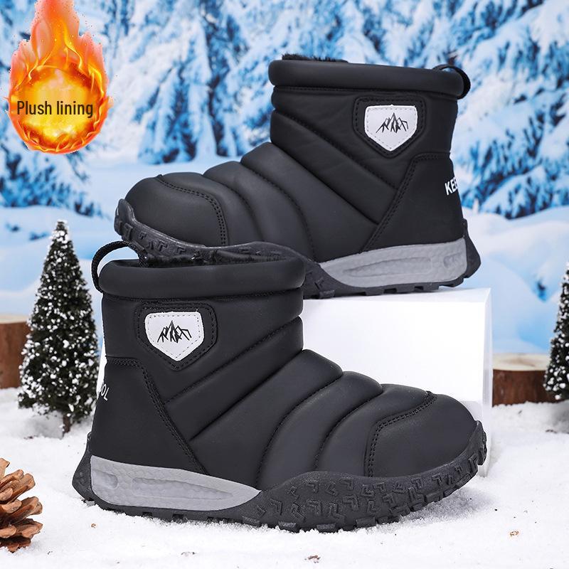 Kinder Anti-Rutsch Fleece Schneestiefel - Dicke, warme, kurze Stiefel für Jungen und Mädchen