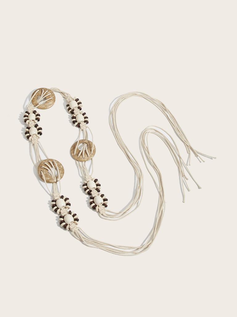 Vintage Boho Waist Chain For Women Made Of Cotton Linen With Knot Fastening For Dress Decor