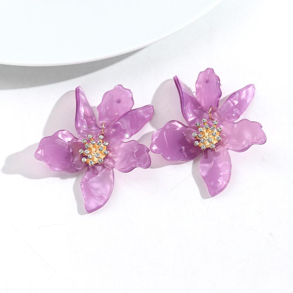 Statement Colorful Acrylic Large Flower Earrings for Women Fashion Resin Geometric Floral Drop Earring Popular Jewelry Gift