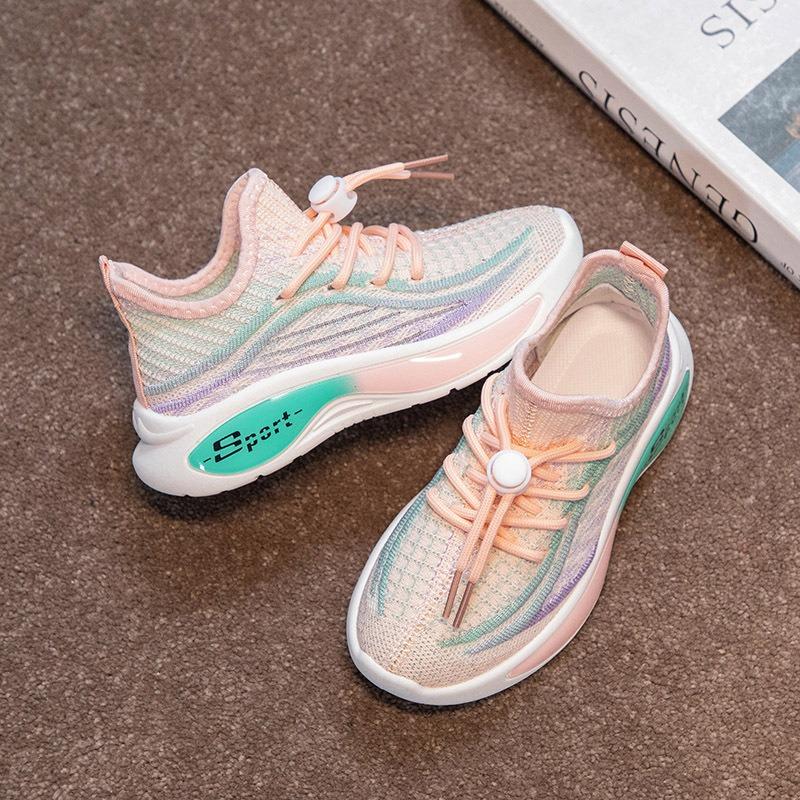 Детские сетчатые дышащие спортивные кроссовки для бега на весну и лето 37 розовый — фото 12