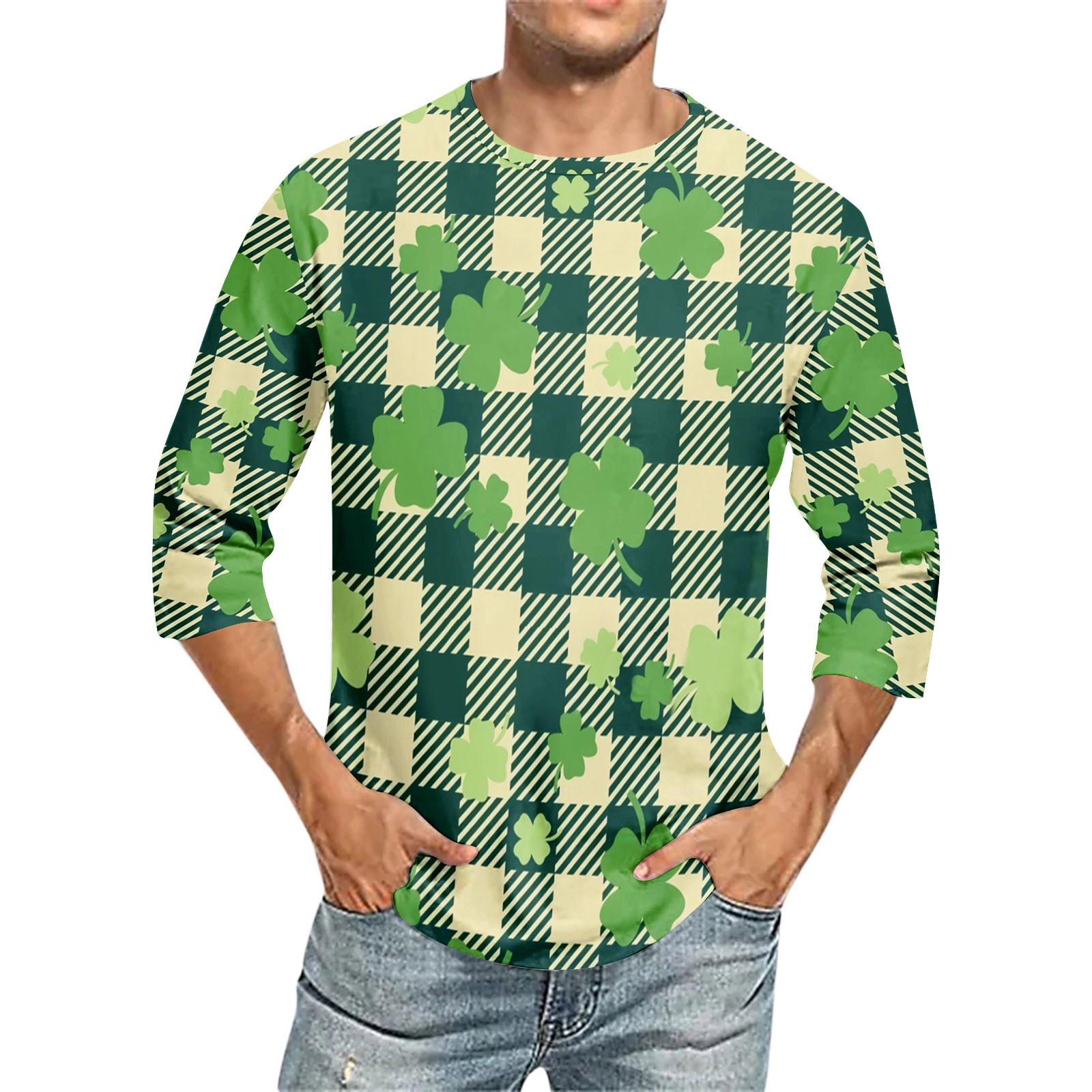 

Мужская футболка с круглым вырезом и рукавом семь четвертей, мужская повседневная свободная футболка с рукавом семь четвертей XXL