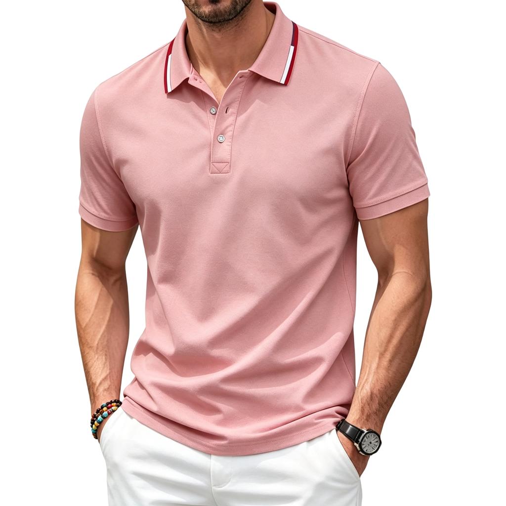 Men’s Short Sleeve Polo Shirt with Breathable Athletic Fabric Classic Turn-down Collar and Quick Dry Design for Summer Sports Casual Wear
