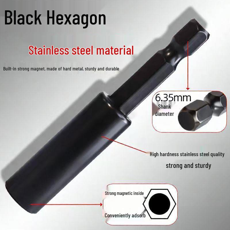 60mm Strong Magnetic Blackened Stainless Steel Screwdriver Bit Holder - Impact Resistant, Split/Integrated Type