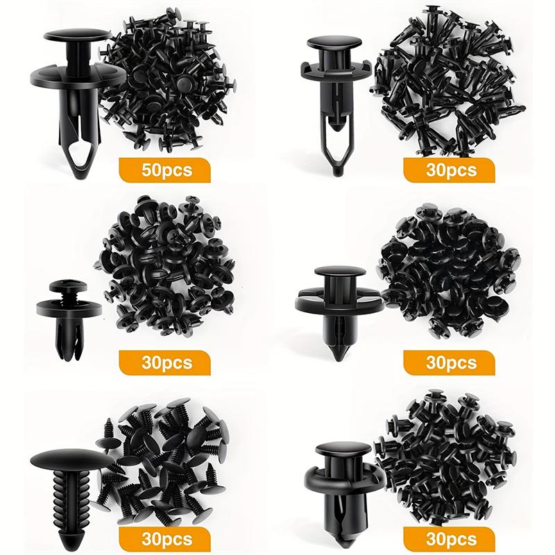 200 Stück Auto-Befestigungsclips 6 mm, 7 mm, 8 mm, 9 mm, 10 mm, universell, sechs verschiedene Arten, für TOYOTA, Ford, General Motors, HONDA, Stoßstangen-Drucknieten, Autoteile