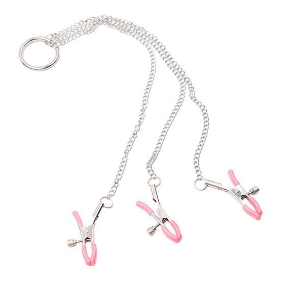 Body Clamp Chain Adjustable Pressure 3-Head Clitoral Body Clip Ring Men Women Non Piercing Body Jewelry Adults Sex Toy