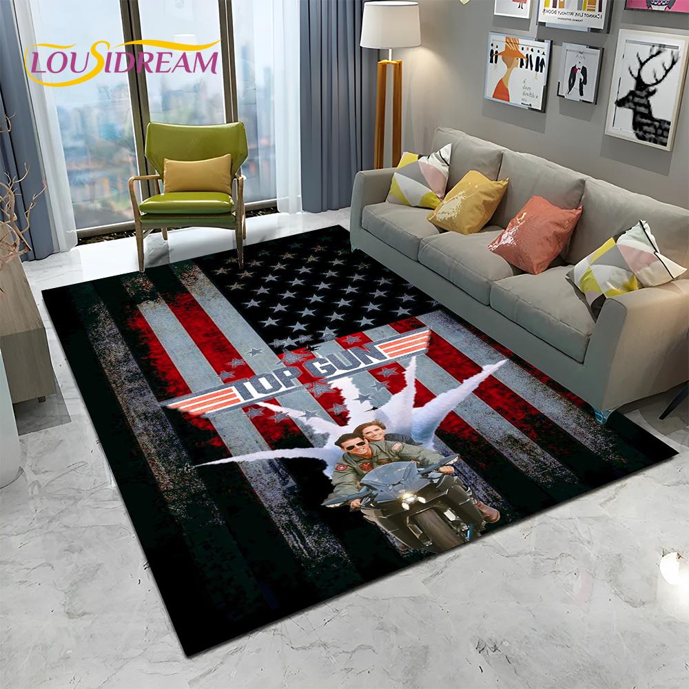 Classic Movie Top Gun Sign Tom Cruise Carpet Rug for Home Living Room Bedroom Sofa Doormat Decor,kid Area Rug Non-slip Floor Mat