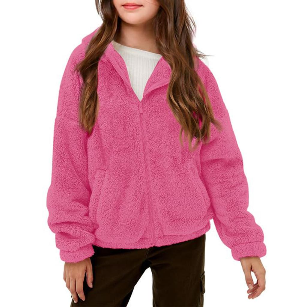 Children's Fashion Solid-Color Hooded Warm Long-Sleeve Jacket For Fall And Winter