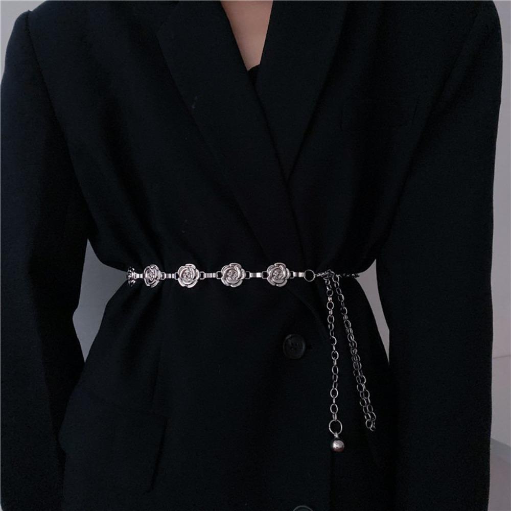 Gold Silver Chain Belt High-end Design Metal Chain Waistband Fashion Dress Belt Chain  Women