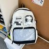 Classroom Backpack Lightweight Nylon With Letter Print And Transparent Layer Design For Teen Use