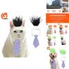 Stylish Blue Tie And Black Fluffy Hair Wig For Cats And Dogs Perfect For Parties