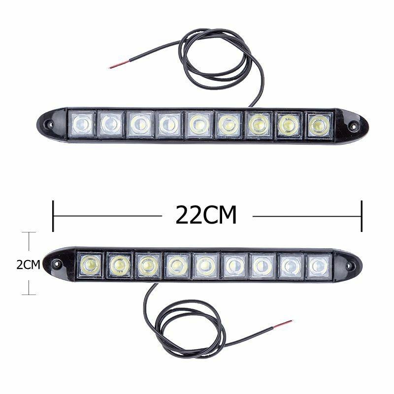 Car Daytime Running Light Accessories Auto 12V 9-LED White 6500K-7000K