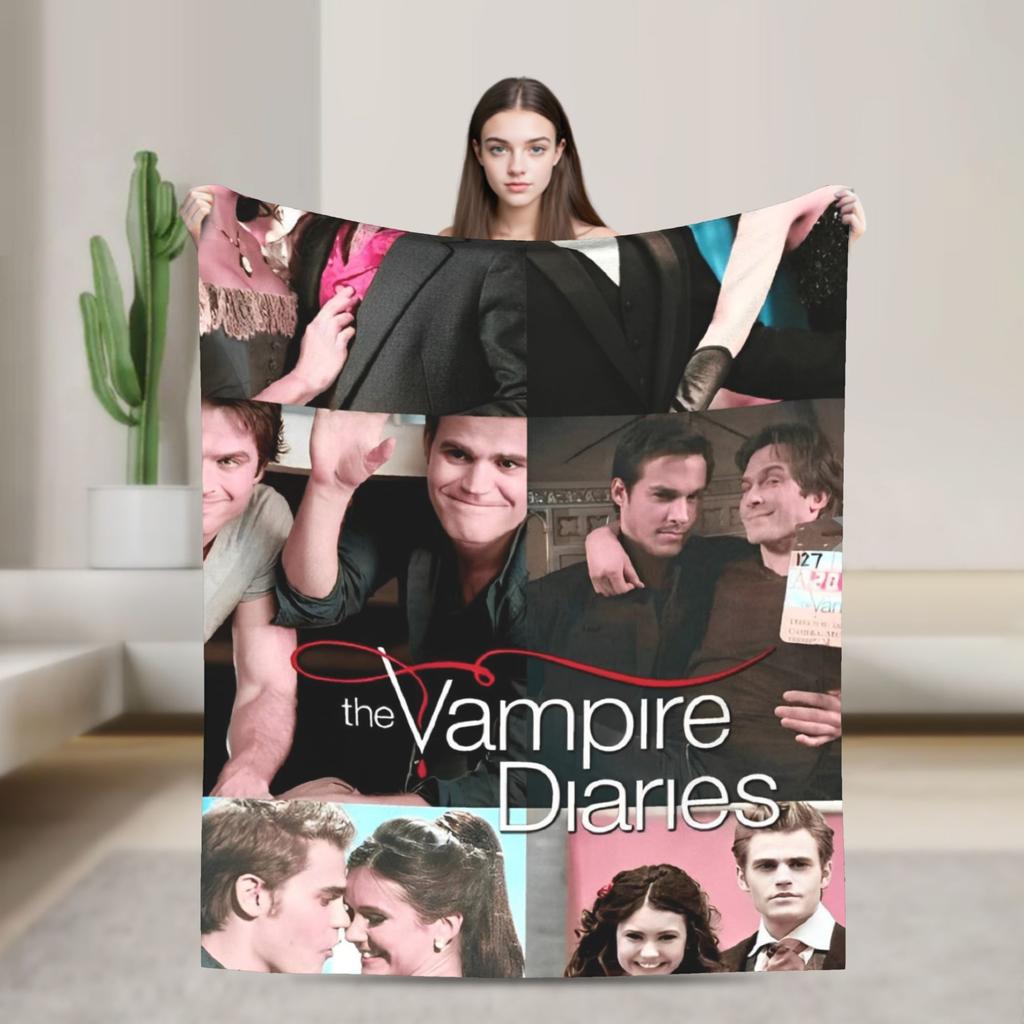 Vampire Diaries Damon Salvatore Blankets Velvet Spring/Autumn  Portable Warm Throw Blankets for Sofa Bedroom Bedspread