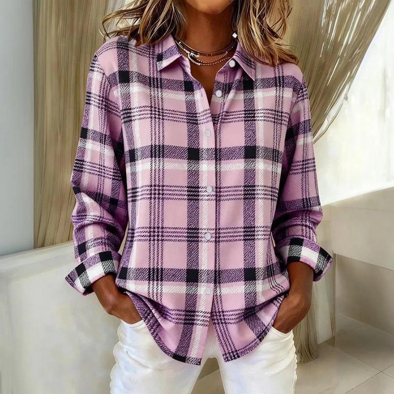 2026 Autumn/Winter European & American Solid Color Print Loose Long Sleeve Women's Shirt
