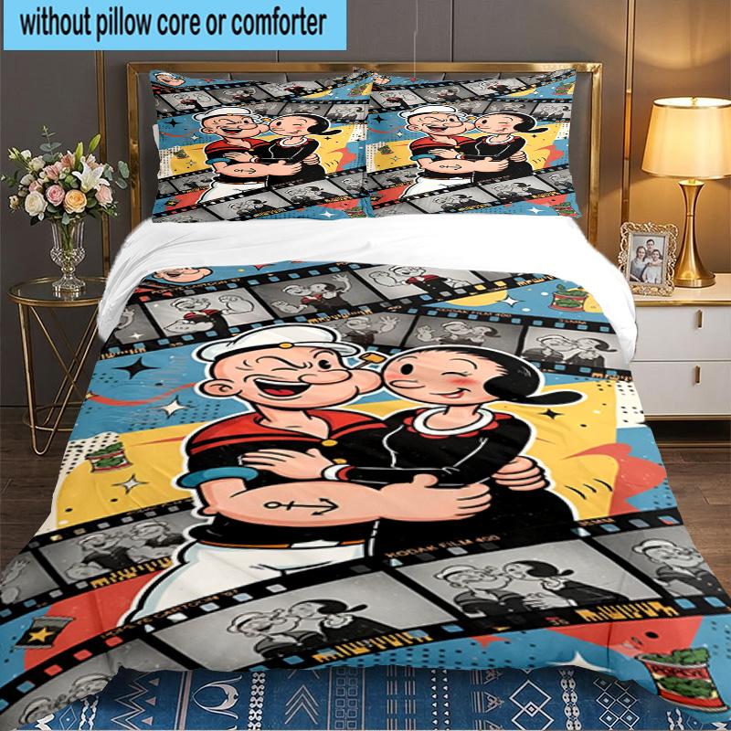 Popeye's Strength Displayed 3PCS Bedding set,Ideal for 1pc Duvet Cover And 2pcs Pillowcases Perfect for Fan gift,Ideal for Bedroom, Dormitory