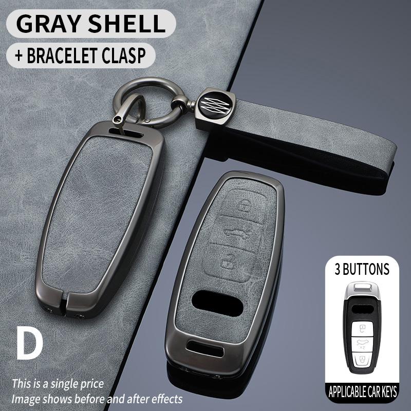 Legierung Leder Auto Fernbedienung Schlüsselhülle Abdeckung Schale Fob für A3 A4 B9 A6 A7 4K A8 E-tron Q5 Q8 C8 D5 SQ8 Schlüssel Schutztasche