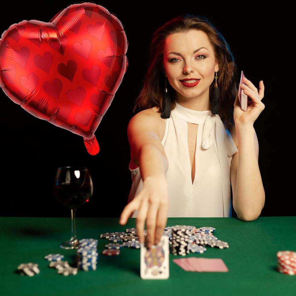 8 Stuks Dobbelstenen en Kaarten Ballonnen Casino Ballonnen Las Vegas Spelavond Thema Feestdecoraties Poker Ballon Harten Schoppen ballonnen