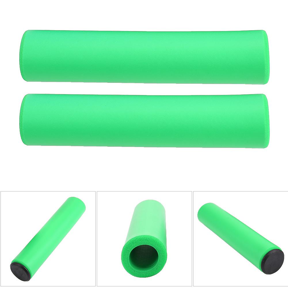 1 Pair Handlebar Grips Anti Skid Shock Proof Silicone Bike Grip With End Plugs Red