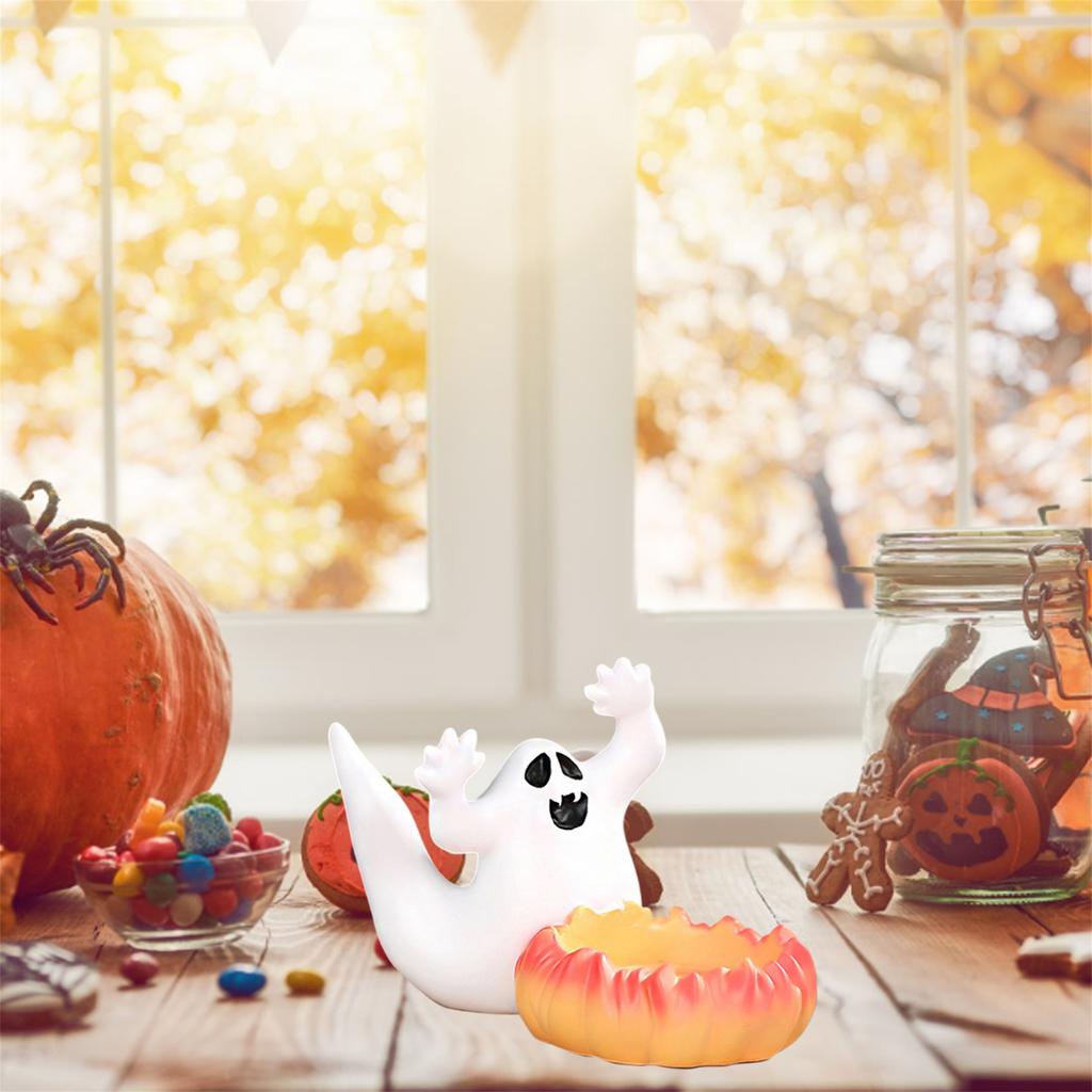 Spooky Halloween Resin Witch Bat Jack-O -Lantern Tealight Holder Table Centerpieces for Home Party Holiday Decorations