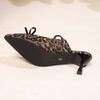 Fashion Elegant Leopard Mid Heels Bow Slippers Fashion Sandals Summer Pointed Toe Sexy Pumps Women Shoes Dress Designer Zapatillas