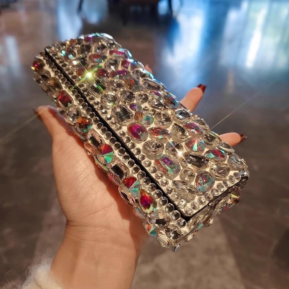 Shiny Rhinestone-inlay Glasses Case Leather Sunglasses Protective Case  for Gifts