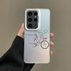Phone Case For Samsung A56 A36 A26 A24 A16 A14 A12 A32 A50 A70 A22 A34 A54 A52 5G A06 4G Silver IMD Cover Bike Cycling Art