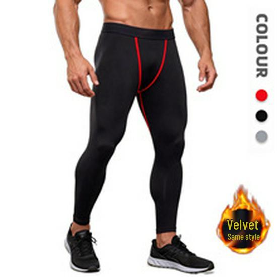 Men's High-Neck Velvet Warm Fitness Suit for Autumn/Winter - PRO Tight-Fit Sportswear for Basketball, Running, and Training.