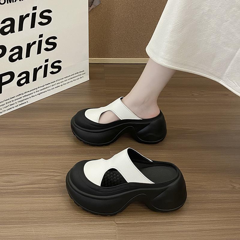 Small thick-soled bag head slippers women's new one-pedal lazy outer wear casual fashion versatile cool slippers