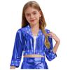 Kinder Bühnenauftritt Jacke Mädchen Jazz Dance Oberbekleidung Glänzende Strasssteine mit Reverskragen