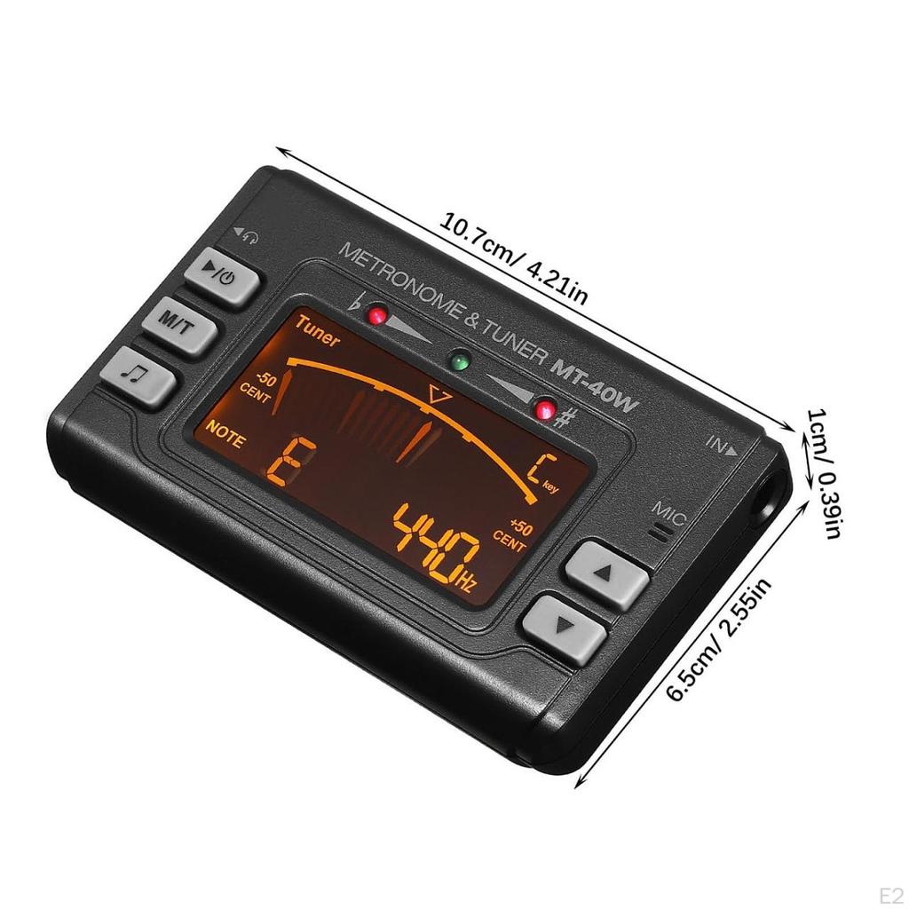 Electronic Digital Metronome Tuner Tone Generator Compact Professional Screen 3 In 1 Accurate for