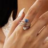 Minimalist Double Blue Eye Ring Silver Color Adjustable Finger Jewelry Twisted Rings  Festival