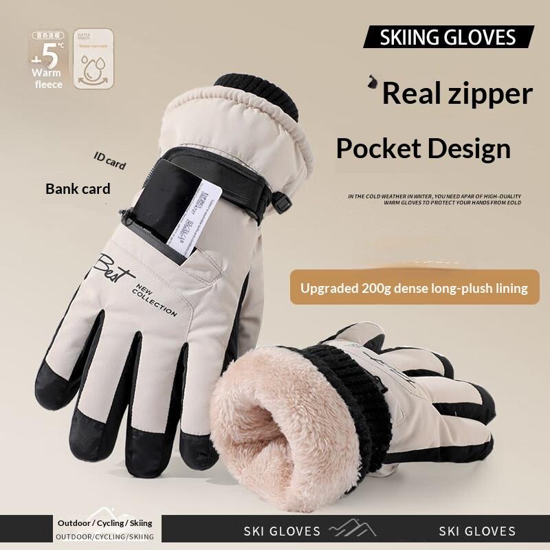 Winter Cycling Gloves Non Slip Touch Ski Gloves Snowboard Accessories Waterproof Pocket Warm Men'S And Women'S Thermal Gloves