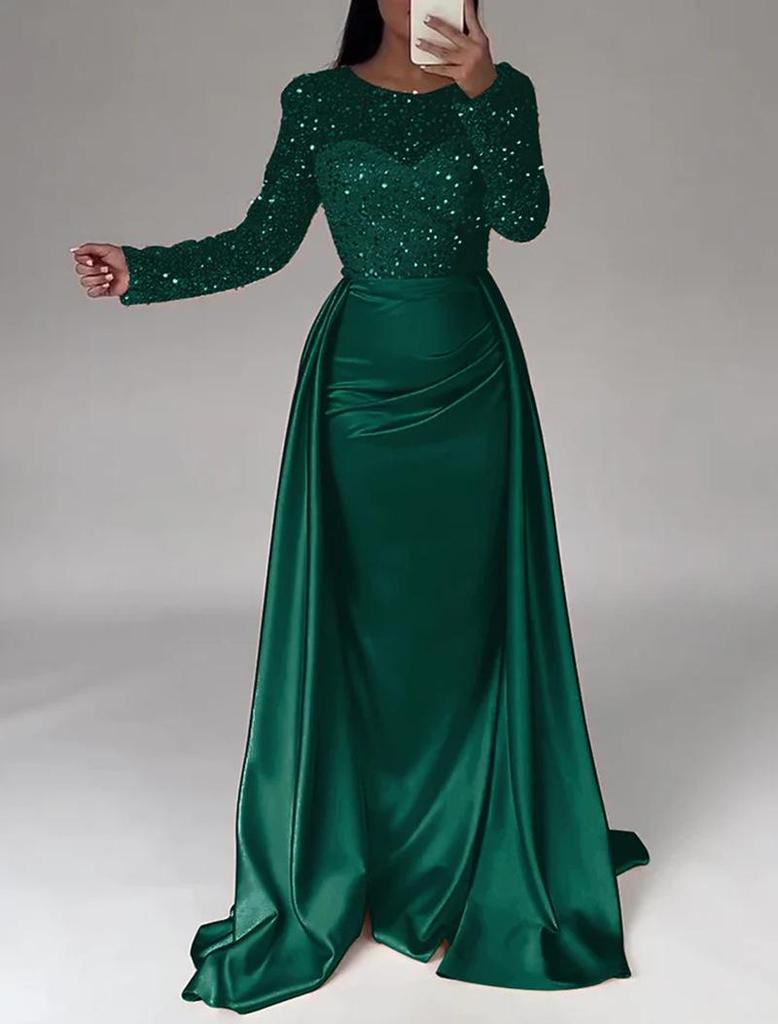 2026 Glamorous Women’s Sequined Gala and Evening Gown with Long Sleeves