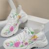 Casual Flower Sports Shoes Women's 2025 New Fashion Flat Sole Large Size Head Lace Casual
