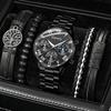5PCS/Set Black Men's Quartz Wrist Watches Alloy Minimalist Luxury Vintage Elegant Jewelry Y2K Party Dress Holiday Festival Gift