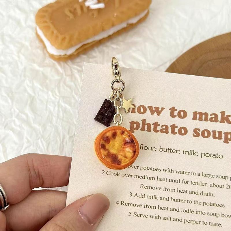 

Милый брелок-подвеска в виде яичного пирога, брелок для телефона, пончик, хлеб, кофе, изысканный рюкзак, украшения, аксессуары, подарки