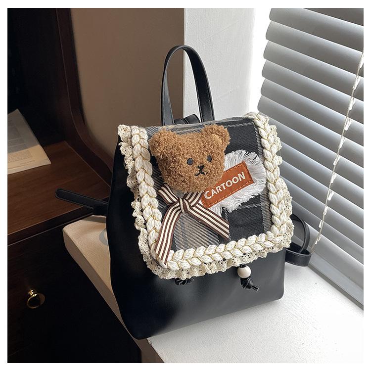 

Рюкзак женский большой вместимости повседневный универсальный ретро студенческий школьный рюкзак трендовый легкий дорожный рюкзак чёрный