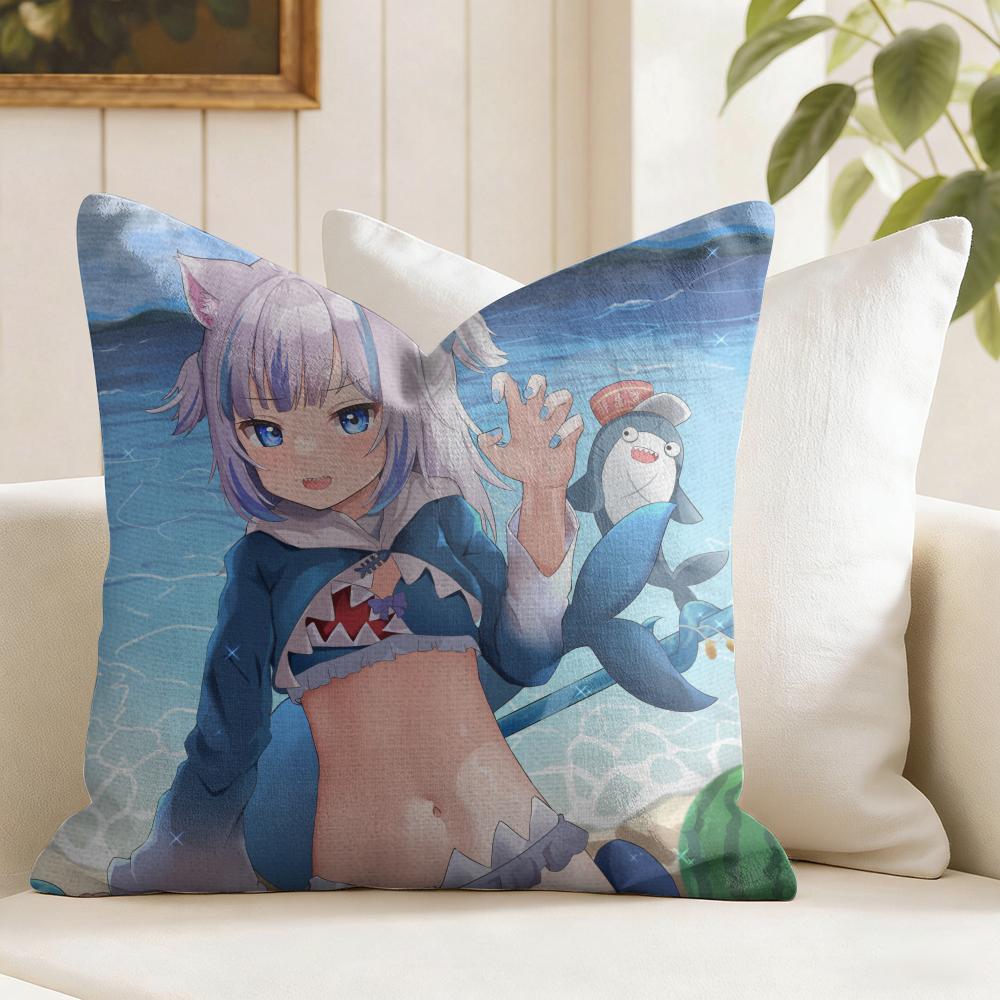 Anime Girl GGawr GGura Cushion Cover Eco Linen Pillow Case DoubleSided Print Breathable Durable Zipper Home Decor Gift
