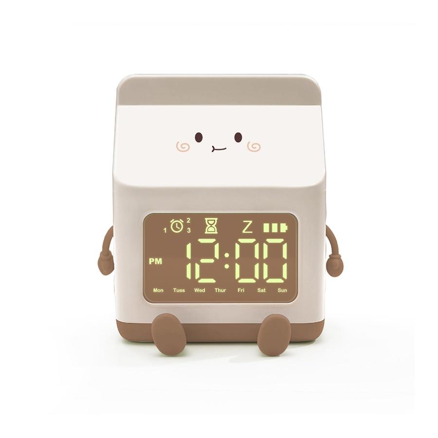 1pc new multi-functional LED milk carton alarm clock, can display the time/date, with voice control mode