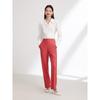 EP YAYING Women's Red 100% Wool High-Waist Straight-Leg Slit Trousers