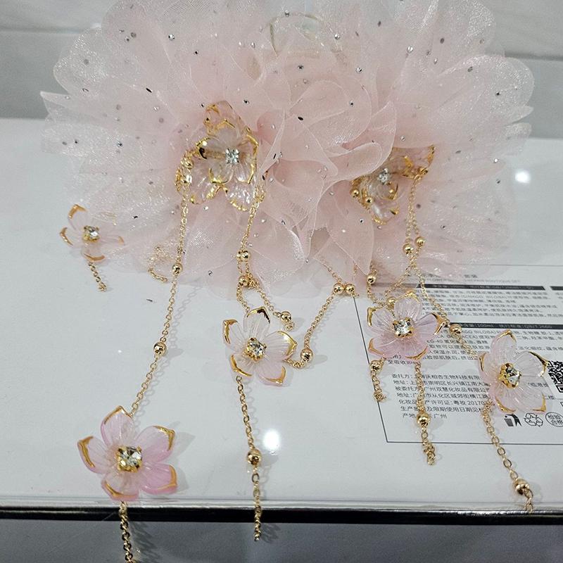 

Элегантная заколка для волос в виде цветка лотоса с пайетками и кисточками, краб для волос для женщин, девушек, милая заколка-акула, аксессуары для волос, подарки розовый