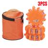 3PCS LED Road Flare Emergency Lights Roadside Safety Beacon Disc Flashing Warning Flare Kit With Magnetic Base Storage Bags