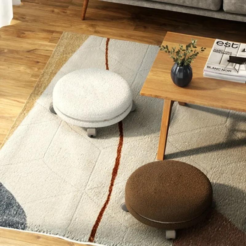 Solid Wood Low Stool Household Can Rotate Freely Chair Silent Sliding Stool Comfortable High Load-bearing Capacity Low Stools