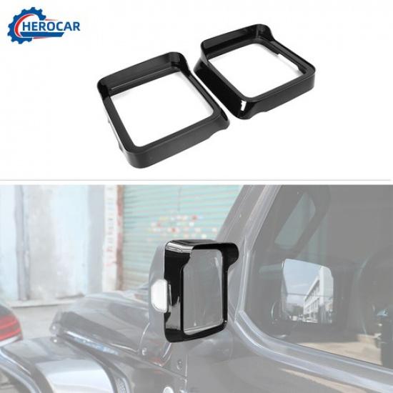 

2XSide Rearview Mirror Rain Eyebrow Cover Bezels For Jeep Wrangler JL& JT Black