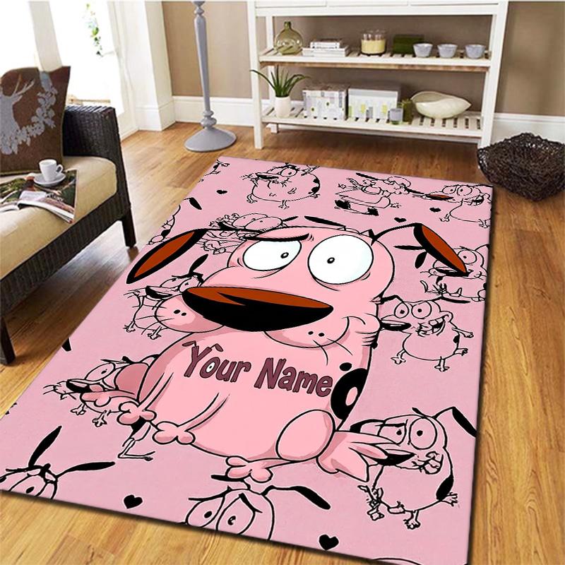 Pink Bunny Galaxy Custom Name Carpet Rug For Living Room Bedroom Home Sofa Decoration Kids Play Nonslip Floor Mat