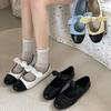 Fashion temperament French bow shallow mouth flat-soled single shoes women's 2025 new spring and autumn soft-soled Mary Jane small leather shoes