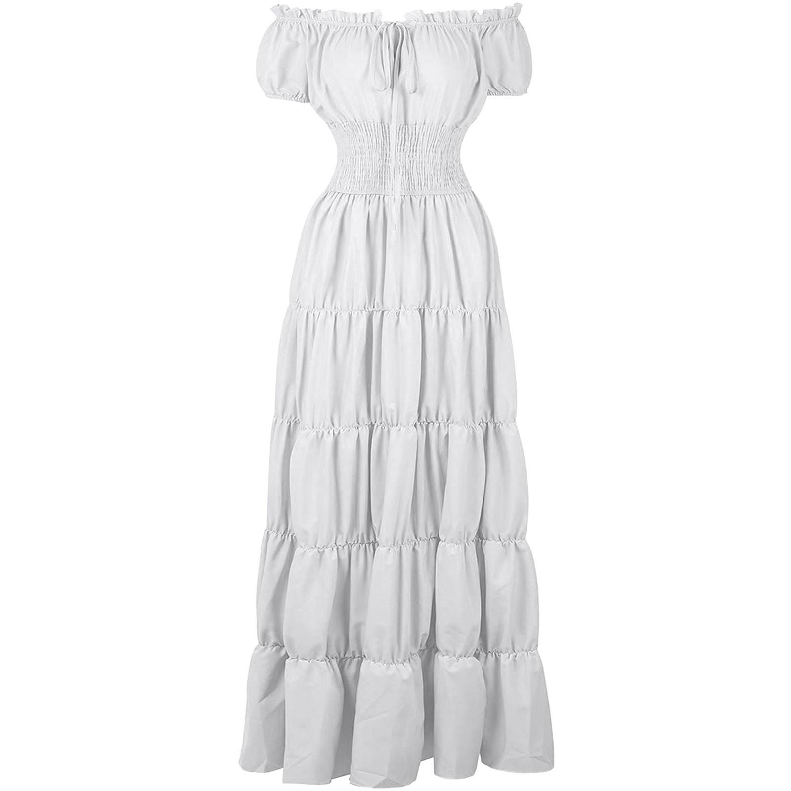 

Платье для женщин, сценический костюм на Хэллоуин, COS, ретро, ​​однотонное платье с поясом, вечернее, вечернее, длинное платье XXXL белый